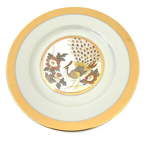 Vintage Chokin Plate Peacock Yoshinobu Hara 1983 Japan Limited Ed 3220 Gold Rim
